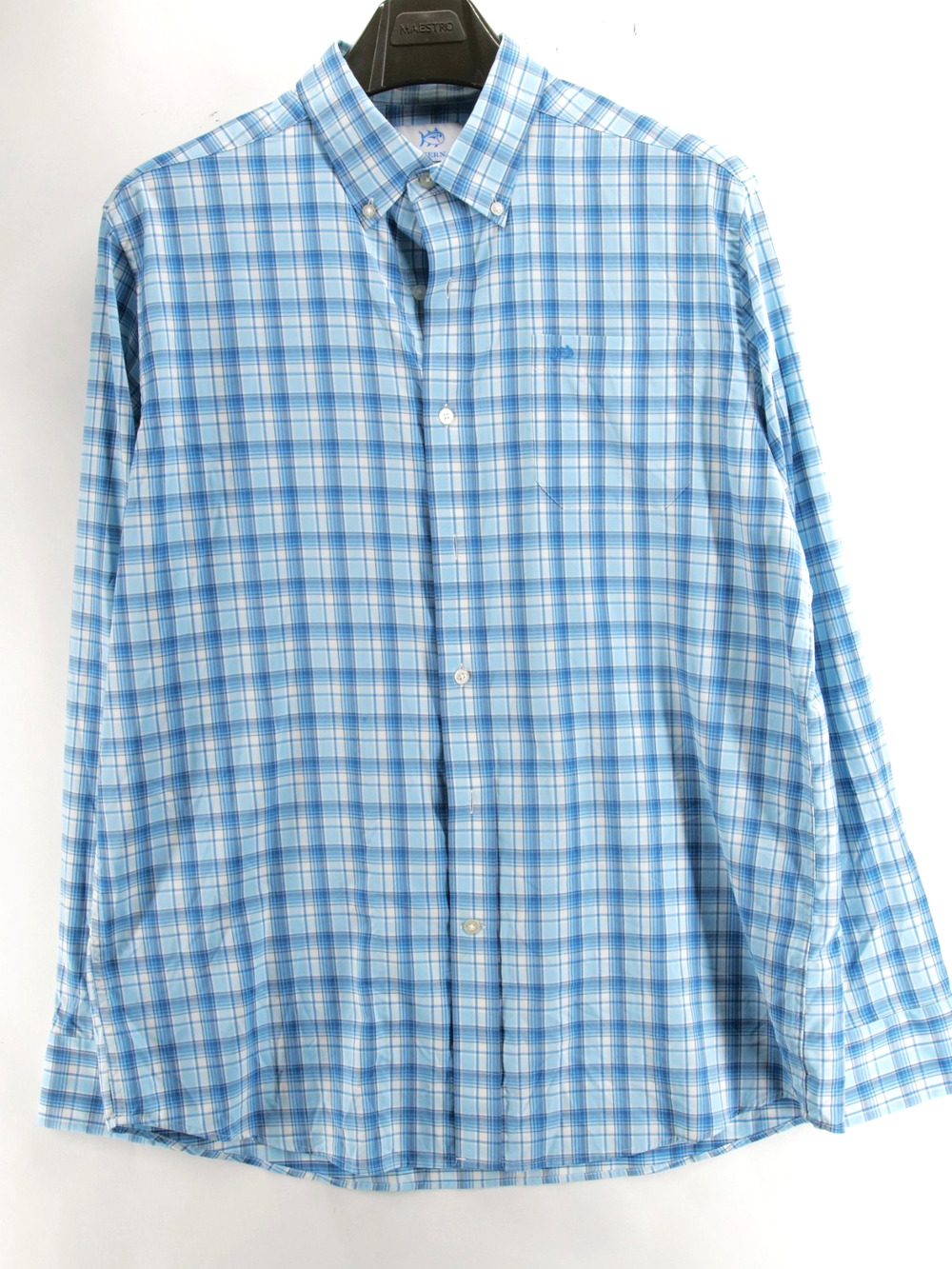 Southern Tide Mens Large Long Sleeve Blue Plaid Fishing Lightweight Button Up